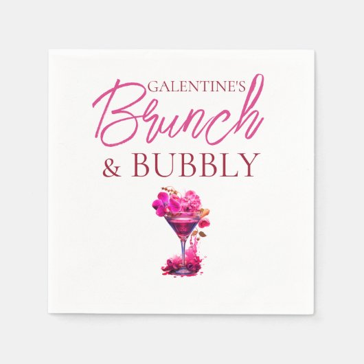 Galentine's brunch en bubble papieren servet (Voorkant)