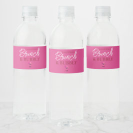 Galentine's Brunch en Bubble Water Flessenetiket Waterfles Etiket
