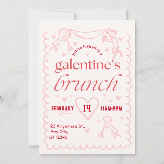 galentines brunch party uitnodiging (Voorkant)