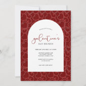 Galentine's Brunch Red Hearts Pattern Kaart (Voorkant)