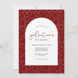 Galentine's Brunch Red Hearts Pattern Kaart