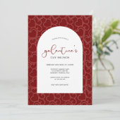 Galentine's Brunch Red Hearts Pattern Kaart (Staand voorkant)