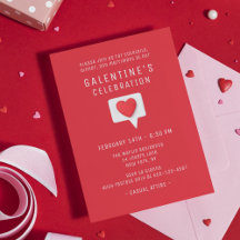 Galentine's Celebration Cute Modern Red Love Heart