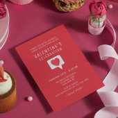 Galentine's Celebration Cute Modern Red Love Heart Kaart