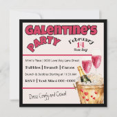 Galentine's Champagne Party in Roze Kaart (Voorkant)