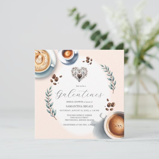Galentines Coffee Vrijgezellenfeest Kaart (Staand voorkant)
