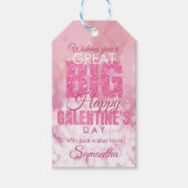 Galentines Dag Bestie Roze Valentijnse glitter Cadeaulabel (Voorkant)