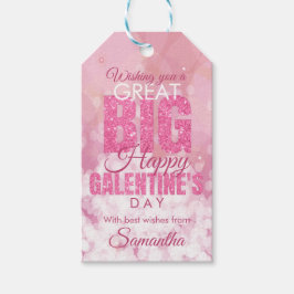 Galentines Dag Bestie Roze Valentijnse glitter Cadeaulabel
