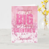 Galentines Dag Bestie Roze Valentijnse glitter Kaart (Gele Bloem)