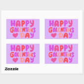 Galentines Dag Bubble Letters Curvy Retro Groovy Rechthoekige Sticker (Vel)