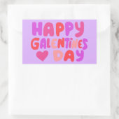 Galentines Dag Bubble Letters Curvy Retro Groovy Rechthoekige Sticker (Tas)