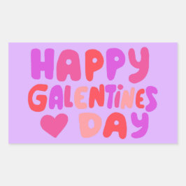 Galentines Dag Bubble Letters Curvy Retro Groovy Rechthoekige Sticker