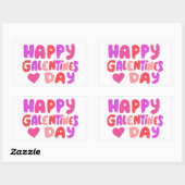 Galentines Dag Bubble Letters Curvy Retro Groovy Rechthoekige Sticker (Vel)