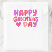 Galentines Dag Bubble Letters Curvy Retro Groovy Rechthoekige Sticker (Tas)