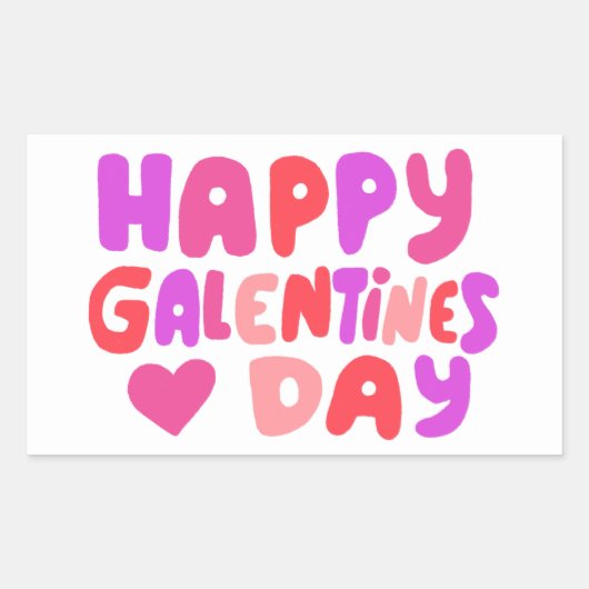 Galentines Dag Bubble Letters Curvy Retro Groovy Rechthoekige Sticker (Voorkant)