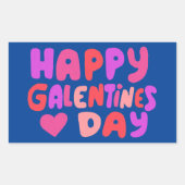 Galentines Dag Bubble Letters Curvy Retro Groovy Rechthoekige Sticker (Voorkant)