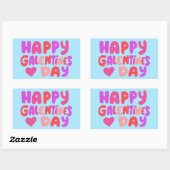 Galentines Dag Bubble Letters Curvy Retro Groovy Rechthoekige Sticker (Vel)