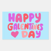 Galentines Dag Bubble Letters Curvy Retro Groovy Rechthoekige Sticker (Voorkant)