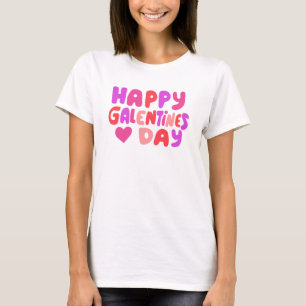 Galentines Dag Bubble Letters Groovy Curvy Retro T-shirt