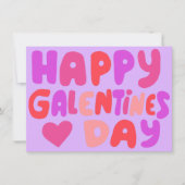 Galentines Dag Bubble Letters Groovy Retro Digital Kaart (Voorkant)