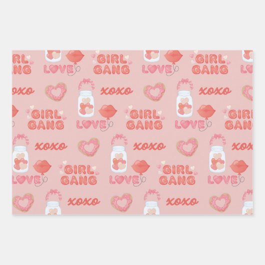 Galentines Dag Patroon Inpakpapier Vel (Voorkant)