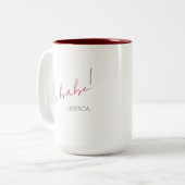 Galentine's Day Babe Red Script Eenvoudige Beste V Tweekleurige Koffiemok (Voorkant links)