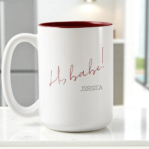 Galentine's Day Babe Rode Script Eenvoudige Beste  Tweekleurige Koffiemok
