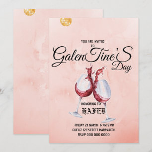 Galentine's Day-beker bloemige moderne roze uitnod Kaart