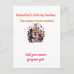 Galentine's Day Beste Vriendinnen Katten Illustrat Briefkaart