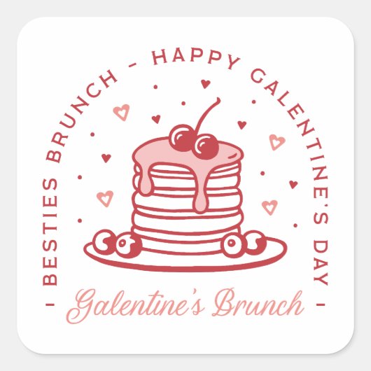 Galentine's Day besties brunch coquette esthetiek Vierkante Sticker (Voorkant)