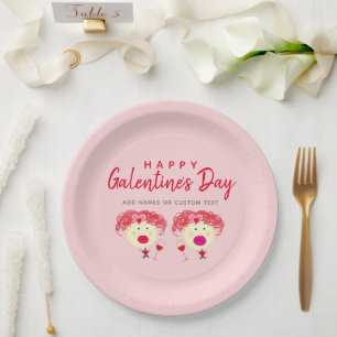 Galentines Day Blush Pink Red Hearts Custom Papieren Bordje