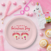 Galentines Day Blush Pink Red Hearts Custom Papieren Bordje (Feest)