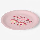 Galentines Day Blush Pink Red Hearts Custom Papieren Bordje (Gekanteld)