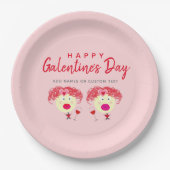 Galentines Day Blush Pink Red Hearts Custom Papieren Bordje (Voorkant)