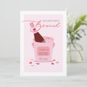 Galentine's Day Bruch Champagne Drink Heart Kaart (Staand voorkant)