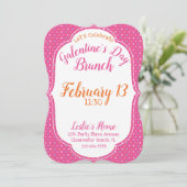 "Galentine's Day Brunch" Fun Pink Girly Pattern Feestdagenkaart (Staand voorkant)