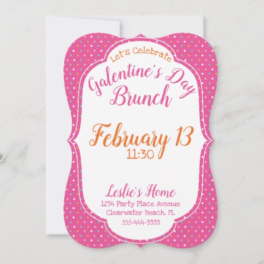 "Galentine's Day Brunch" Fun Pink Girly Pattern Feestdagenkaart (Voorkant)