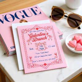 Galentine's Day Brunch Girls  Party Invitation Feestdagenkaart
