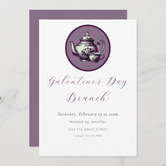 Galentine's Day Brunch Invitation Kaart (Voorkant / Achterkant)