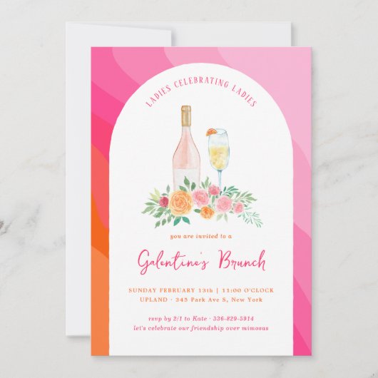 Galentine's Day Brunch Invitation Kaart (Voorkant)