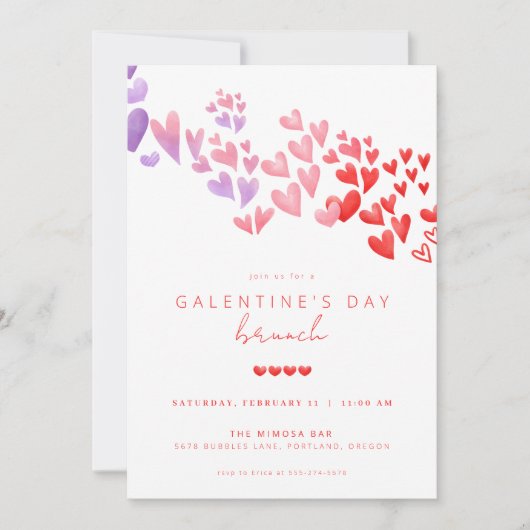 Galentine's Day Brunch Invite Girls Valentijnsdag Kaart (Voorkant)