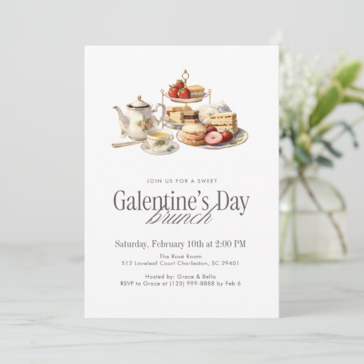Galentine's Day Brunch Kaart (Staand voorkant)