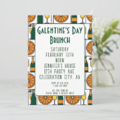 Galentines Day Brunch Mimosas Retro Kaart (Staand voorkant)