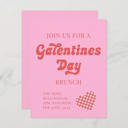 Galentines Day Brunch nodigt retro hart uit (Voorkant / Achterkant)