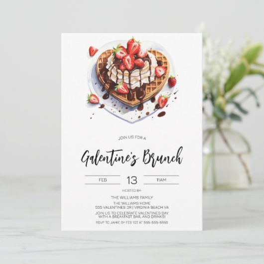 Galentine's Day Brunch Ontbijt Uitnodiging (Staand voorkant)