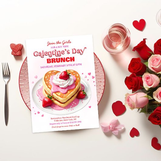 Galentine's Day Brunch Ontbijt Uitnodiging