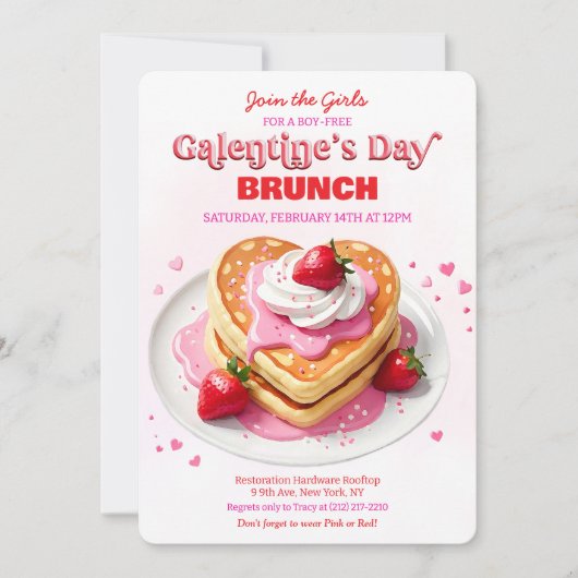 Galentine's Day Brunch Ontbijt Uitnodiging (Voorkant)