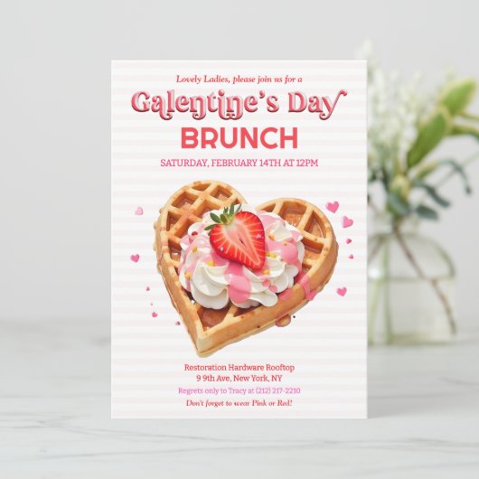 Galentine's Day Brunch Ontbijt Uitnodiging (Staand voorkant)