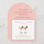 Galentine's Day Brunch Schattigee Roze Moderne Par Kaart (Voorkant / Achterkant)