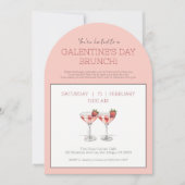Galentine's Day Brunch Schattigee Roze Moderne Par Kaart (Voorkant)